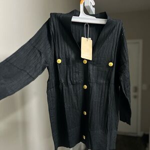 Chic Black Blazer with Gold Buttons